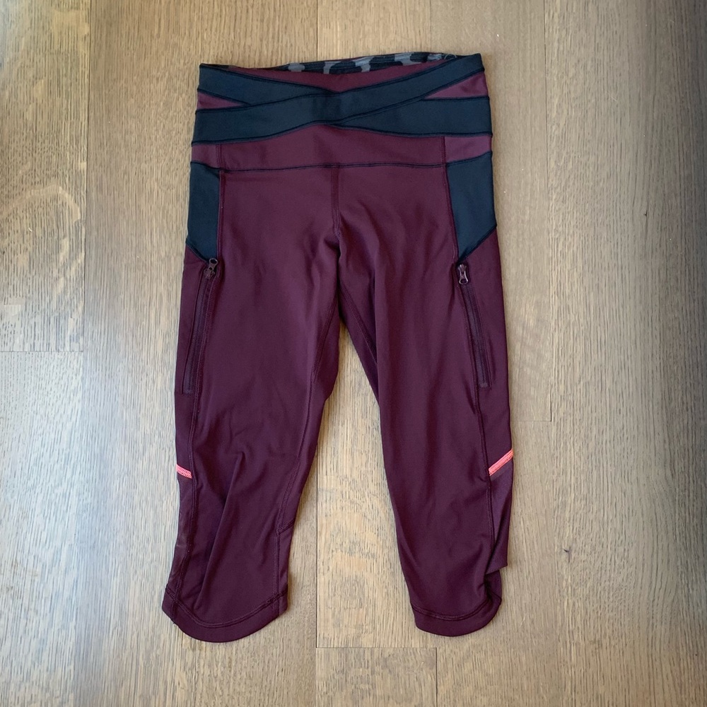 Size 2 Maroon Lulu Lemon Crop Leggings
